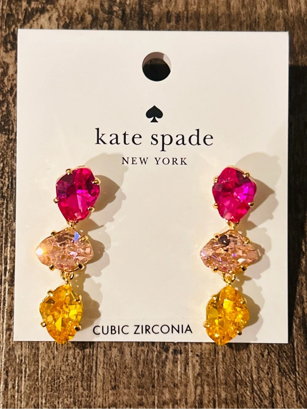 Kate Spade Pink, Light Pink & Yellow Triple Drop Treasure Trove Earrings